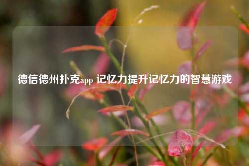 德信德州扑克app 记忆力提升记忆力的智慧游戏