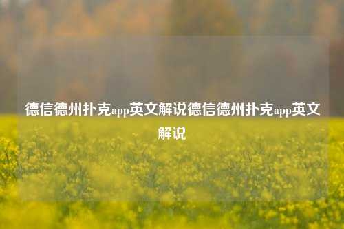 德信德州扑克app英文解说德信德州扑克app英文解说