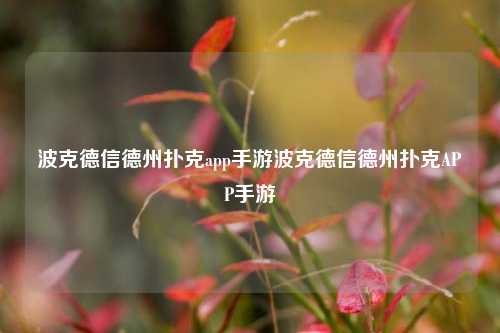 波克德信德州扑克app手游波克德信德州扑克APP手游