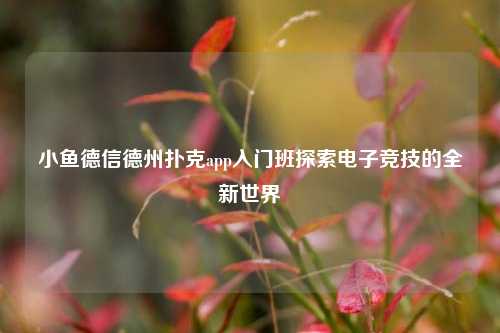 小鱼德信德州扑克app入门班探索电子竞技的全新世界
