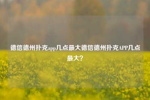 德信德州扑克app几点最大德信德州扑克APP几点最大？