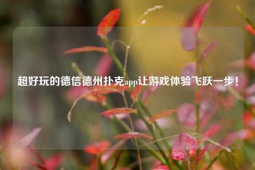 超好玩的德信德州扑克app让游戏体验飞跃一步！
