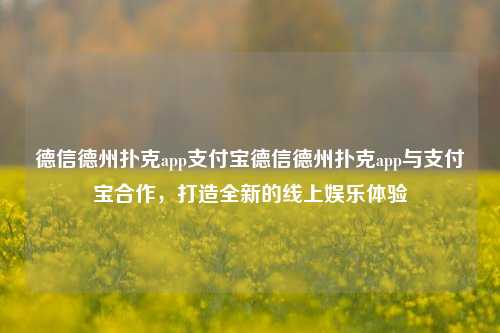 德信德州扑克app支付宝德信德州扑克app与支付宝合作，打造全新的线上娱乐体验