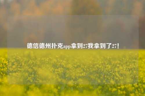 德信德州扑克app拿到27我拿到了27！