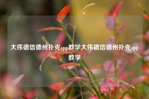 大伟德信德州扑克app教学大伟德信德州扑克app教学
