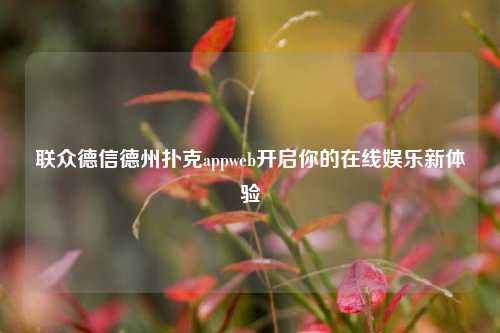联众德信德州扑克appweb开启你的在线娱乐新体验