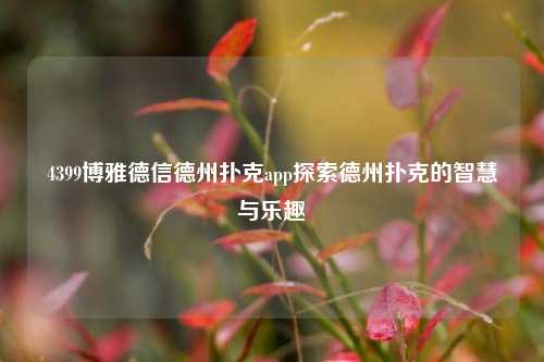 4399博雅德信德州扑克app探索德州扑克的智慧与乐趣