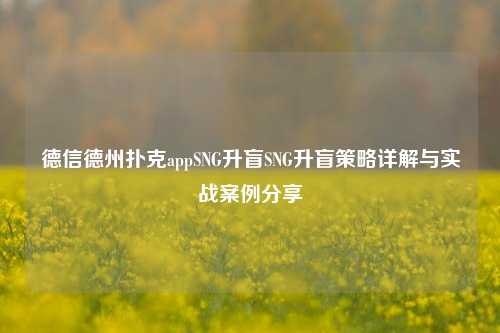 德信德州扑克appSNG升盲SNG升盲策略详解与实战案例分享