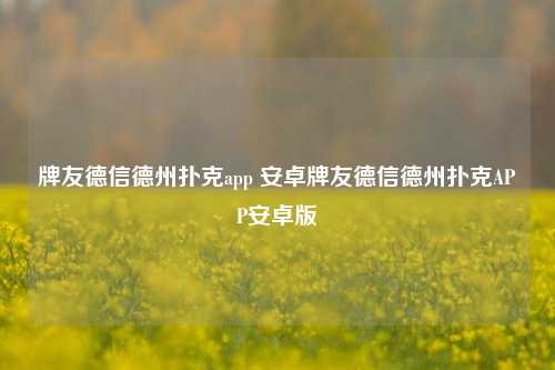 牌友德信德州扑克app 安卓牌友德信德州扑克APP安卓版