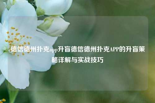 德信德州扑克app升盲德信德州扑克APP的升盲策略详解与实战技巧