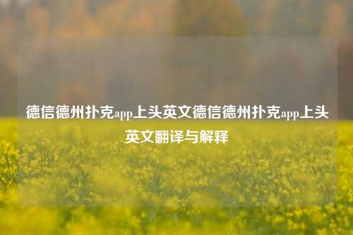 德信德州扑克app上头英文德信德州扑克app上头英文翻译与解释