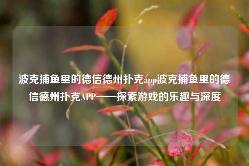 波克捕鱼里的德信德州扑克app波克捕鱼里的德信德州扑克APP——探索游戏的乐趣与深度