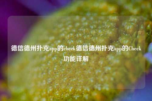 德信德州扑克app的check德信德州扑克app的Check功能详解