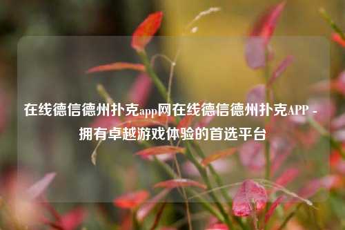 在线德信德州扑克app网在线德信德州扑克APP - 拥有卓越游戏体验的首选平台