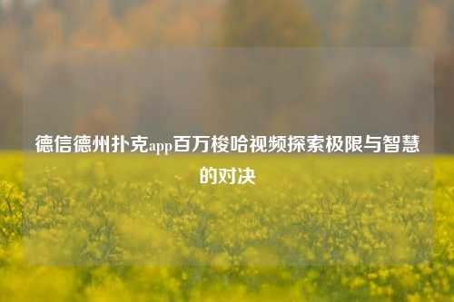 德信德州扑克app百万梭哈视频探索极限与智慧的对决