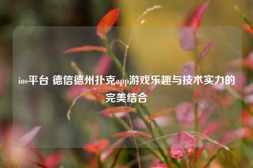 ios平台 德信德州扑克app游戏乐趣与技术实力的完美结合