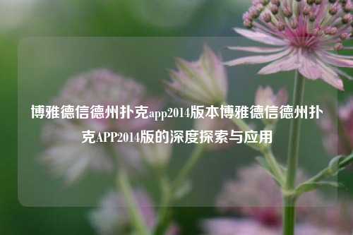 博雅德信德州扑克app2014版本博雅德信德州扑克APP2014版的深度探索与应用