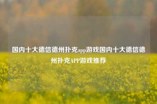 国内十大德信德州扑克app游戏国内十大德信德州扑克APP游戏推荐