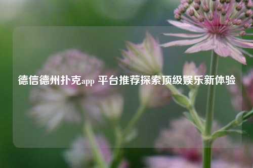 德信德州扑克app 平台推荐探索顶级娱乐新体验