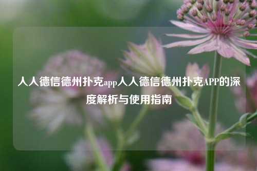 人人德信德州扑克app人人德信德州扑克APP的深度解析与使用指南