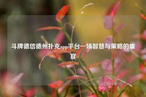 斗牌德信德州扑克app平台一场智慧与策略的盛宴