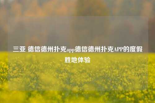 三亚 德信德州扑克app德信德州扑克APP的度假胜地体验