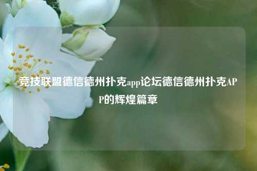 竞技联盟德信德州扑克app论坛德信德州扑克APP的辉煌篇章