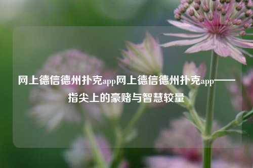 网上德信德州扑克app网上德信德州扑克app——指尖上的豪赌与智慧较量