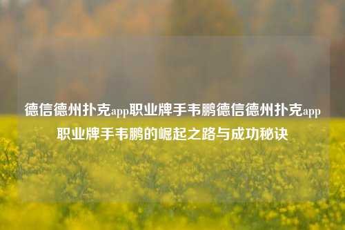 德信德州扑克app职业牌手韦鹏德信德州扑克app职业牌手韦鹏的崛起之路与成功秘诀