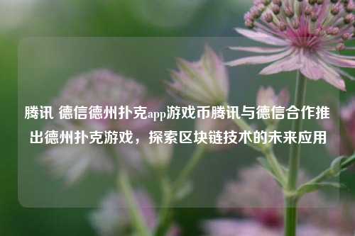 腾讯 德信德州扑克app游戏币腾讯与德信合作推出德州扑克游戏，探索区块链技术的未来应用