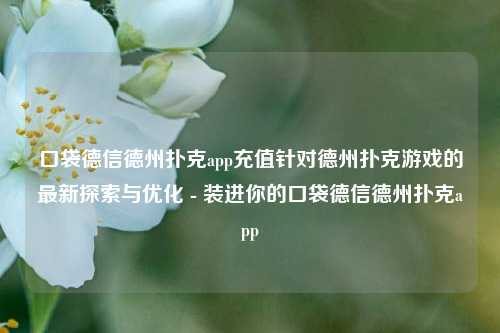 口袋德信德州扑克app充值针对德州扑克游戏的最新探索与优化 - 装进你的口袋德信德州扑克app
