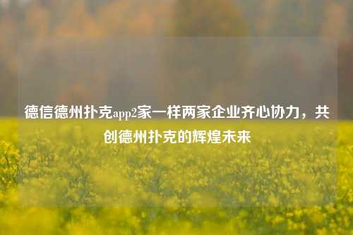 德信德州扑克app2家一样两家企业齐心协力，共创德州扑克的辉煌未来