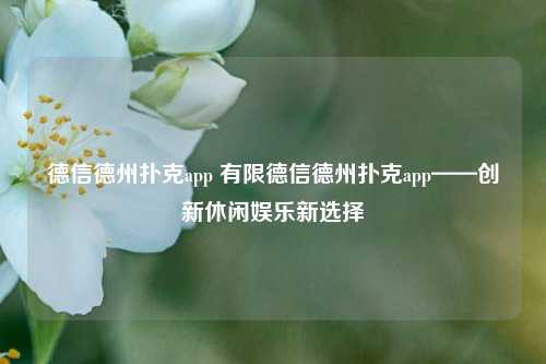 德信德州扑克app 有限德信德州扑克app——创新休闲娱乐新选择
