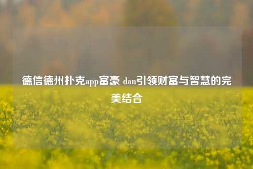 德信德州扑克app富豪 dan引领财富与智慧的完美结合