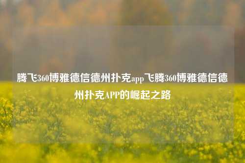 腾飞360博雅德信德州扑克app飞腾360博雅德信德州扑克APP的崛起之路