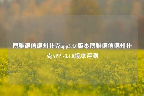 博雅德信德州扑克app3.4.0版本博雅德信德州扑克APP v3.4.0版本评测