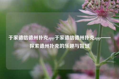 于家德信德州扑克app于家德信德州扑克app——探索德州扑克的乐趣与智慧