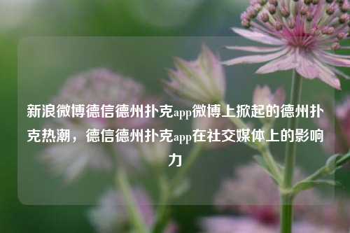 新浪微博德信德州扑克app微博上掀起的德州扑克热潮，德信德州扑克app在社交媒体上的影响力