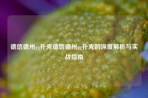 德信德州gg扑克德信德州gg扑克的深度解析与实战指南