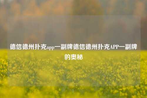 德信德州扑克app一副牌德信德州扑克APP一副牌的奥秘