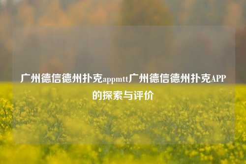 广州德信德州扑克appmtt广州德信德州扑克APP的探索与评价