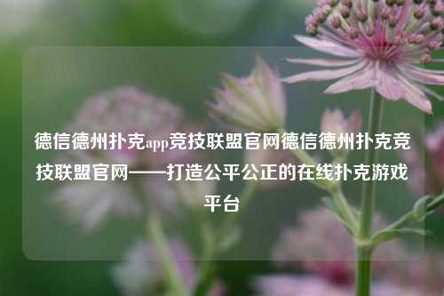 德信德州扑克app竞技联盟官网德信德州扑克竞技联盟官网——打造公平公正的在线扑克游戏平台