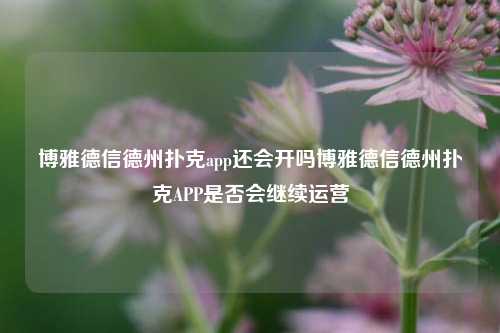 博雅德信德州扑克app还会开吗博雅德信德州扑克APP是否会继续运营