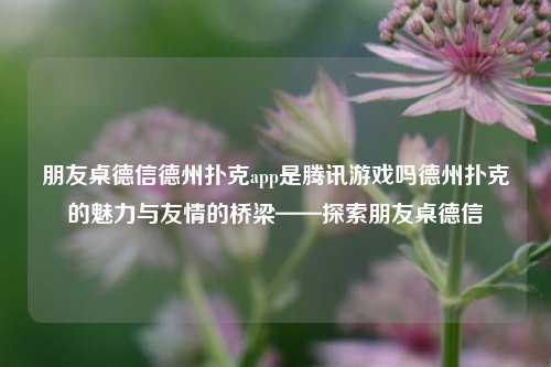 朋友桌德信德州扑克app是腾讯游戏吗德州扑克的魅力与友情的桥梁——探索朋友桌德信