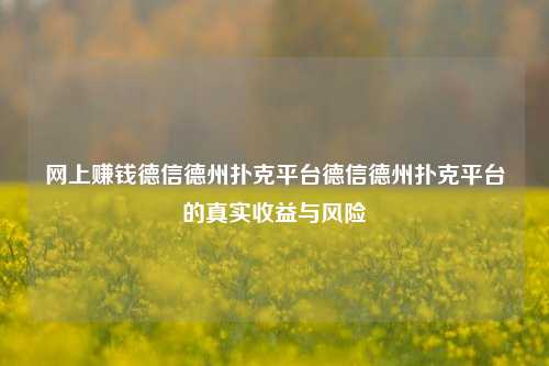 网上赚钱德信德州扑克平台德信德州扑克平台的真实收益与风险