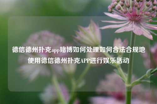 德信德州扑克app赌博如何处理如何合法合规地使用德信德州扑克APP进行娱乐活动