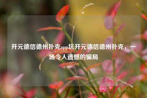 开元德信德州扑克app坑开元德信德州扑克，一场令人遗憾的骗局