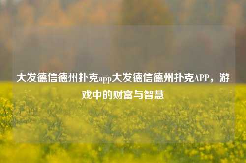 大发德信德州扑克app大发德信德州扑克APP，游戏中的财富与智慧