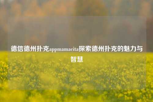 德信德州扑克appmamacita探索德州扑克的魅力与智慧