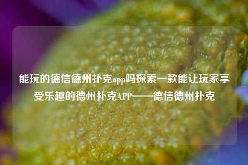 能玩的德信德州扑克app吗探索一款能让玩家享受乐趣的德州扑克APP——德信德州扑克